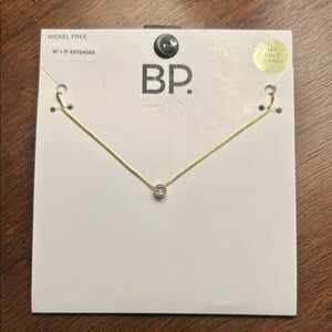 BP Gold Necklace with Clear Crystal Accent